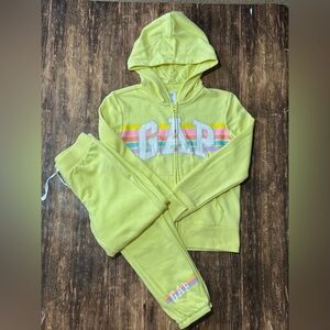 Gap Kids Large Yellow Zip Up Hooded Sweater and Sweatpants Set